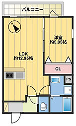 ロイヤル大橋駅前 1LDKの間取図画像