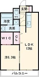 アンソレイユ月出 1LDKの間取図画像