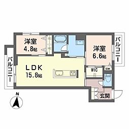 クオリスタ神宮参道 2LDKの間取図画像