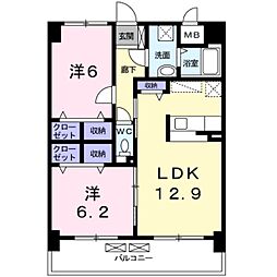 グレイス花見が丘 2LDKの間取図画像
