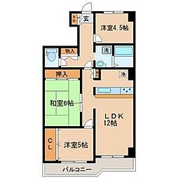 シャングリラ花京院 3LDKの間取図画像