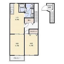 ビッグアップルR 2DKの間取図画像