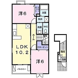 メゾンリバビュー 2LDKの間取図画像