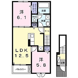グラン笹井A 2LDKの間取図画像