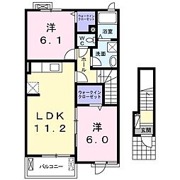 大和ステーションヒルズ深見B館 2LDKの間取図画像