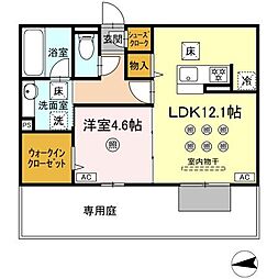 D-ROOM中原東 1LDKの間取図画像