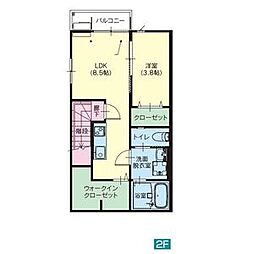 下都賀郡壬生町本丸2丁目アパート 1LDKの間取図画像