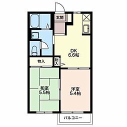 東百合ケ丘エクセルハイツB 2DKの間取図画像