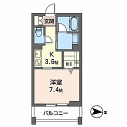 ルーエレジデンツ三日市 1Kの間取図画像