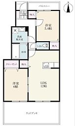 クエル久保泉 2LDKの間取図画像