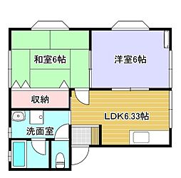 サニーウエル 2DKの間取図画像