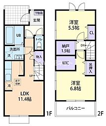 サニーテラス A 2LDKの間取図画像