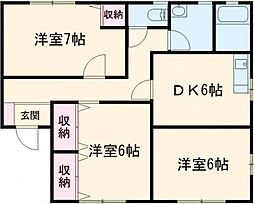 スウィートフラッグ 3DKの間取図画像