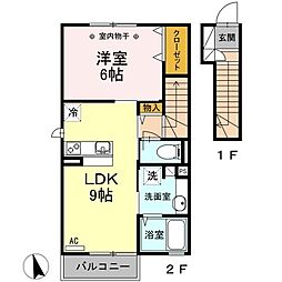 セゾン宮坂 1LDKの間取図画像