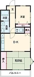 レジデンスビブレ 2DKの間取図画像