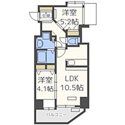 プレサンス天満橋チエロ 2LDKの間取図画像