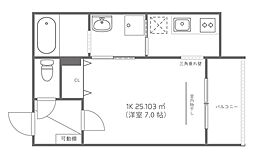 FORTUNA曙 1Kの間取図画像