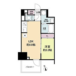 LaSante舟入本町 1LDKの間取図画像
