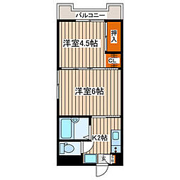 東仙台レジデンス 2Kの間取図画像
