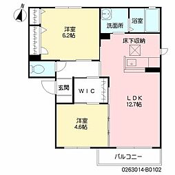 ディアス浜崎B 2LDKの間取図画像