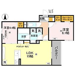 COCORU平野西 2LDKの間取図画像