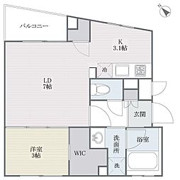 B/UNITYTAKESHITAEKIMAE 1LDKの間取図画像