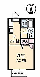 シャーメゾン吉方 1Kの間取図画像