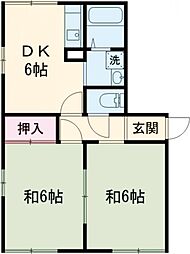 ブルーアイランド 2DKの間取図画像