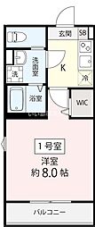 船橋市飯山満町3丁目アパート 1Kの間取図画像