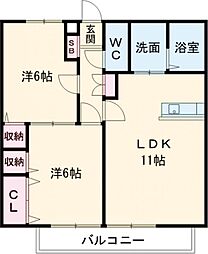 ペアシティーベルB 2LDKの間取図画像