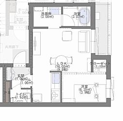 福岡市中央区白金1丁目マンション 1LDKの間取図画像