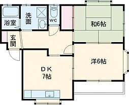 T・MアベニューA 2DKの間取図画像
