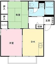 メルベーユ小倉C 2DKの間取図画像