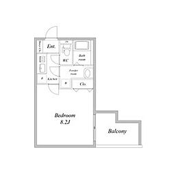 プライムアーバン御堂筋本町 1Kの間取図画像