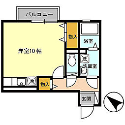 CUBE-AI ワンルームの間取図画像