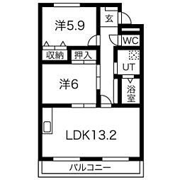 グランドール・S 2LDKの間取図画像