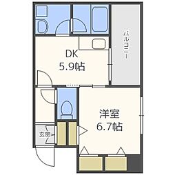 デルファーレ神戸三宮 1DKの間取図画像