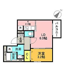 月光矢野西 1LDKの間取図画像