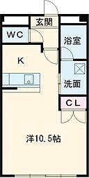 セルリアンクォーレ ワンルームの間取図画像