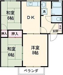 サニーコートトダ 3DKの間取図画像