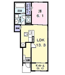 グレイスコート 1LDKの間取図画像