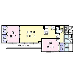 江坂町3丁目アパート(028347701) 2LDKの間取図画像