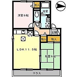 ルミエール3 2LDKの間取図画像