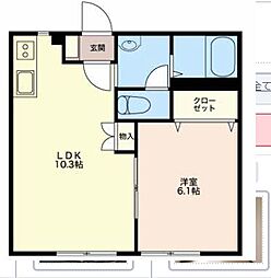 メルファレーン 1LDKの間取図画像