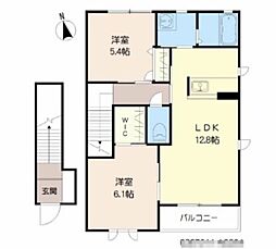 エーアスト湯川A 2LDKの間取図画像