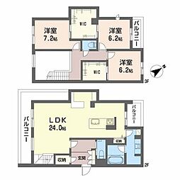 シャーメゾン城野駅前 3LDKの間取図画像