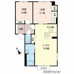 ベアバレー竹中 2LDKの間取図画像