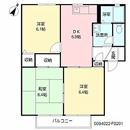 チェリーヒルズF 2LDKの間取図画像