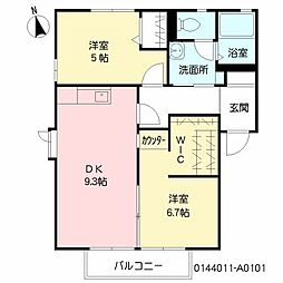 ディアス木の花 2DKの間取図画像