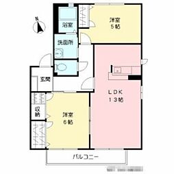 リバーサイド2B 2LDKの間取図画像